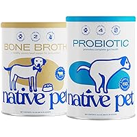Native Pet Beef Bone Broth for Dogs (9.5 oz) & Probiotic for Dogs (16.4 oz.)