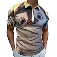 Penguin Mens Polo Shirts Quick Dry Short Sleeve Zippered Workout T Shirt Tee Top