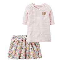 Carter's Little Girls' 2-Piece Striped Top Floral Skirt Set, 3T