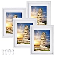 Nacial Picture Frames 11x14 Set of 4, White Picture Frame Display 8x10 Photo with Mat, Display 11x14 photo without Mat, Photo Frames Collage for Wall
