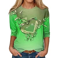 3/4 Length Sleeve Womens Tops, 3/4 Sleeve Shirts Women Cute Print Graphic Tees Blouses Casual Plus Size Basic Tops Pullover