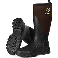 Men's Rain Boots, Waterproof Rubber Boots For Men Lightweight Tall Hunting Boots, 6mm Neoprene Insulated Mens Work Wide Boots for Mud Hunting Farming Fishing