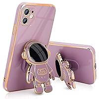 Compatible with iPhone 12 Case Cute 3D Astronaut Stand Design Camera Protection Shockproof Soft Back Cover for Apple iPhone 12 Phone Case Purple