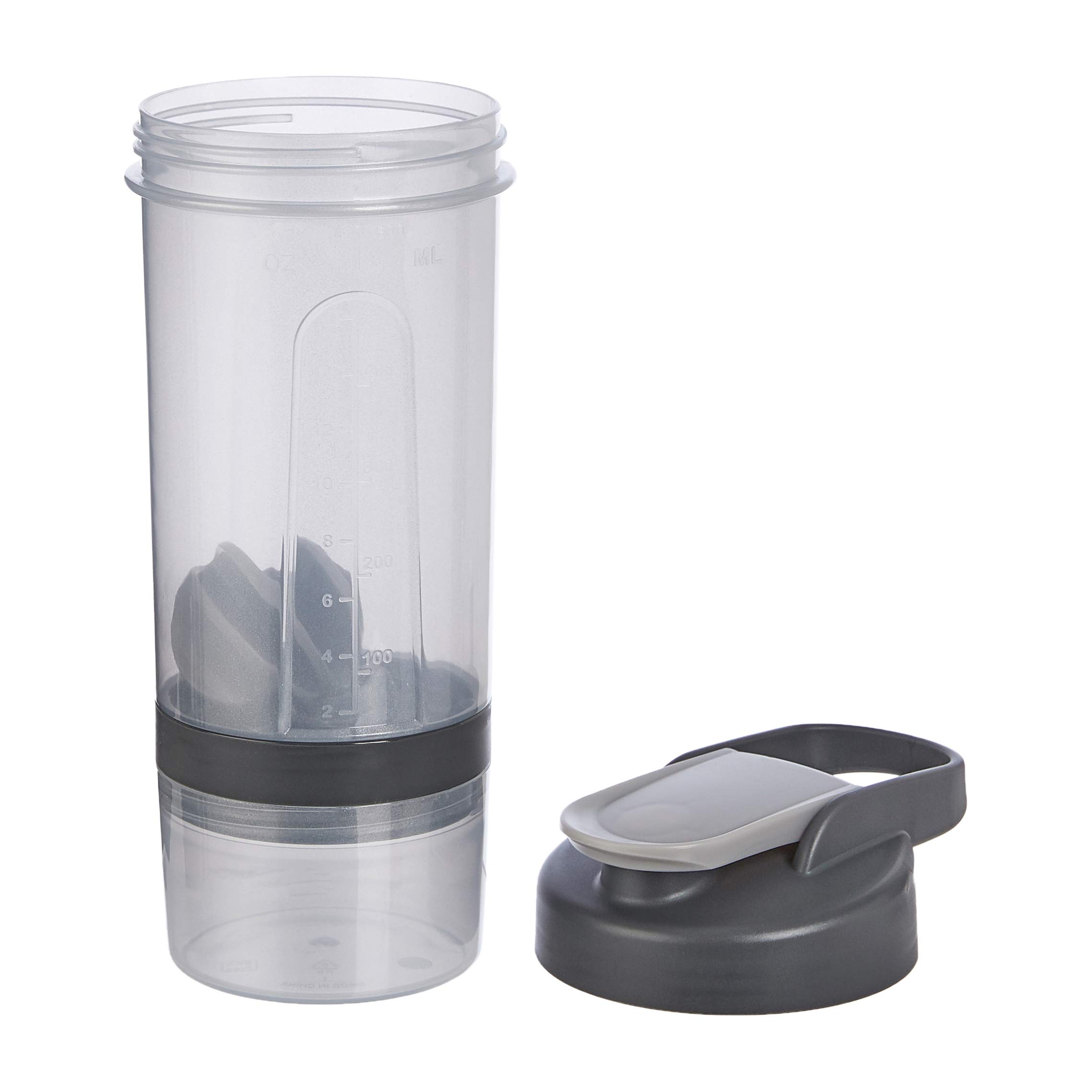 Amazon Basics Shaker Bottle with Mixer Ball, 20 Ounce, 2 Pack, Gray