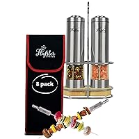 Electric Salt and Pepper Grinder Set And Skewers for Grilling (Pack of 8)
