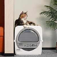 Self Cleaning Litter Box, Semi-Automatic Litter Box Scoop Free Cat Litter Trays with 4 Disposable Trays Enclosed Lid, Odor Control, for Large Cats