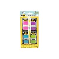 Post-it Flags Value Pack, 50/Dispenser, 4 Dispensers/Pack, 1 in Wide, Assorted Bright Colors, Includes Free Flags + Highlighter (680-PPBGVA)
