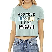 Custom Women's Cropped Tee Add Your Design Photo Logo Text Flowy Short Sleeve Crop T-Shirt