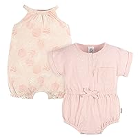 baby-girls Sleeveless and Short Sleeve Romper Set