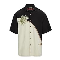 Bamboo Cay Mens Short Sleeve Hurricane Palm Casual Embroidered Woven Shirt