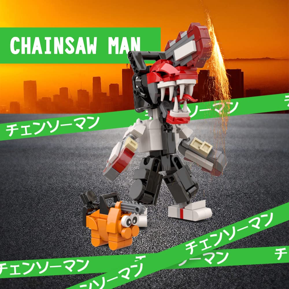 MOOXI-MOC Anime Chainsaw Mini Man Building Set,Creative Action Figure Building Block Model Toy Kit,Made for Anime Fans(239pcs)