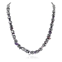 $280Tag Certified Silver Navajo Amethyst Hematite Native Necklace 371115672345 Made by Loma Siiva