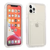 Clear Card Slot Case for iPhone 13 Pro Max, Clear Phone Case iPhone 13 Pro Max with Wallet Card Holder Slim Fit Protective Soft TPU & PC Bumper Wallet Case for iPhone 13 Pro Max Women Clear