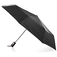 totes Automatic Open Wooden Handle Umbrella, Black
