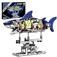 Ideas Mechanical Shark Building Set - with Display Stand and Light, Marine Animal with Linkage Function, Gift for Adults, Ocean & Mechanical Enthusiasts. (Compatible with Legos for Boys Age 8-12)