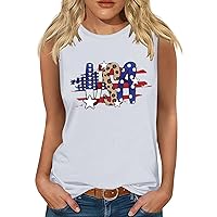 USA Flag Stars and Stripes Tank Top Women 4th of July Gift T Shirt Casual Sleeveless American Proud T-Shirt Tops