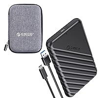ORICO 2.5 inch External Hard Drive Enclosure USB C to 7/9.5mm SATA III +2.5 inch Shockproof Storage Carrying Case Bag