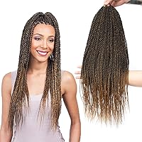 Senegalese Twist Crochet Hair for Black Women - 22'' Twist Crochet Hair Low-Temperature Fiber Synthetic Braiding Hair Extensions 8 Packs 35 Stands/Pack Crochet Braids Hair(1B/27, 22 Inch (Pack of 8))