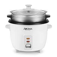 Aroma 6-Cup Rice Cooker And Food Steamer, White