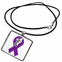 3dRose Cool Purple Ribbon and Wolf Lupus Support and Awareness - Necklace With Pendant (ncl-362938)