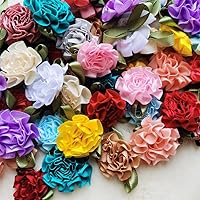 50pcs Artificial Carnation Satin Ribbon Flowers Bows Polyester Appliques Patches Handmade DIY Sewing Craft Wedding Dress Gift Decoration 1.18