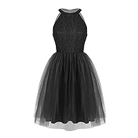 YiZYiF Women's Lace Floral Halter Short Formal Dress Sleeveless Weddind Cocktail Party Dresses