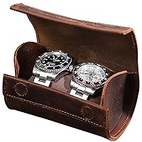Genuine Leather 2 Slots Watch Box Business Travel Case Watch Storage and Display Case for Men Women Portable Travel Jewelry Leather Watches Storage Case
