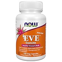 NOW Supplements, Eve™ Women's Multivitamin with Cranberry, Alpha Lipoic Acid and CoQ10, plus Superfruits - Pomegranate, Acai & Mangosteen, Iron-Free, 120 Veg Capsules