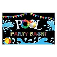 Allenjoy Summer Pool Party Bash Backdrop Swimming Balls Flags Kids Boys Girls Birthday Cake Table Party Decoration Lifebuoy Splish Splash Background Photography Photo Booth Banner for Pictures