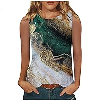 Tank Top for Women Summer Sleeveless Crew Neck Tank Tops Casual Basic T Shirts Blouse Ladies Printed Graphic Tee