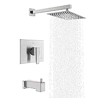 KENES Brushed Nickel Shower Faucet, Tub and Shower Trim Kit with 8-Inch Rain Shower Head, Modern Single-Spray Shower Faucet Set, KE-6024A (Shower Valve Included)