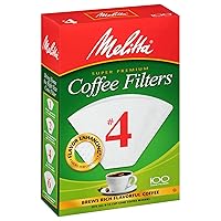 Melitta #4 Cone Coffee Filters, White, 100 Count (Pack of 12) 1200 Total Filters Count - Packaging May Vary