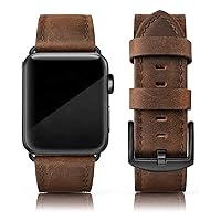 EDIMENS Leather Bands Compatible with Apple Watch 45mm 44mm 42mm Band Men Women, Vintage Genuine Wristband Replacement Band for iWatch Series 9 8 7 6 5 4 3 2 1, SE Sports & Edition