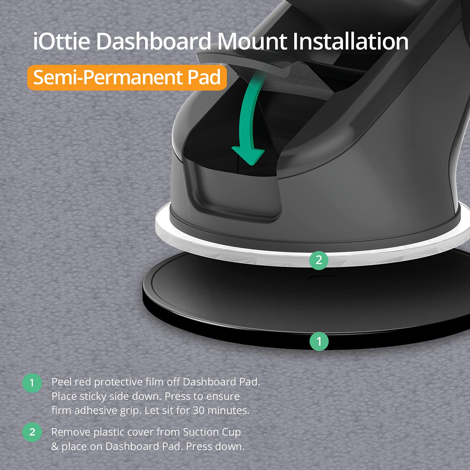 iOttie Adhesive Dashboard Pad for Car Mounts Dashboard Pad, Black , 3.1