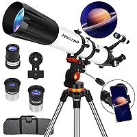 Telescope, Astronomy Telescope for Adults High Powered, 90mm Aperture 800mm Professional Refractor Telescopes for Kids & Beginners, Multi-Coated High Transmission with Phone Adapter Carry Bag
