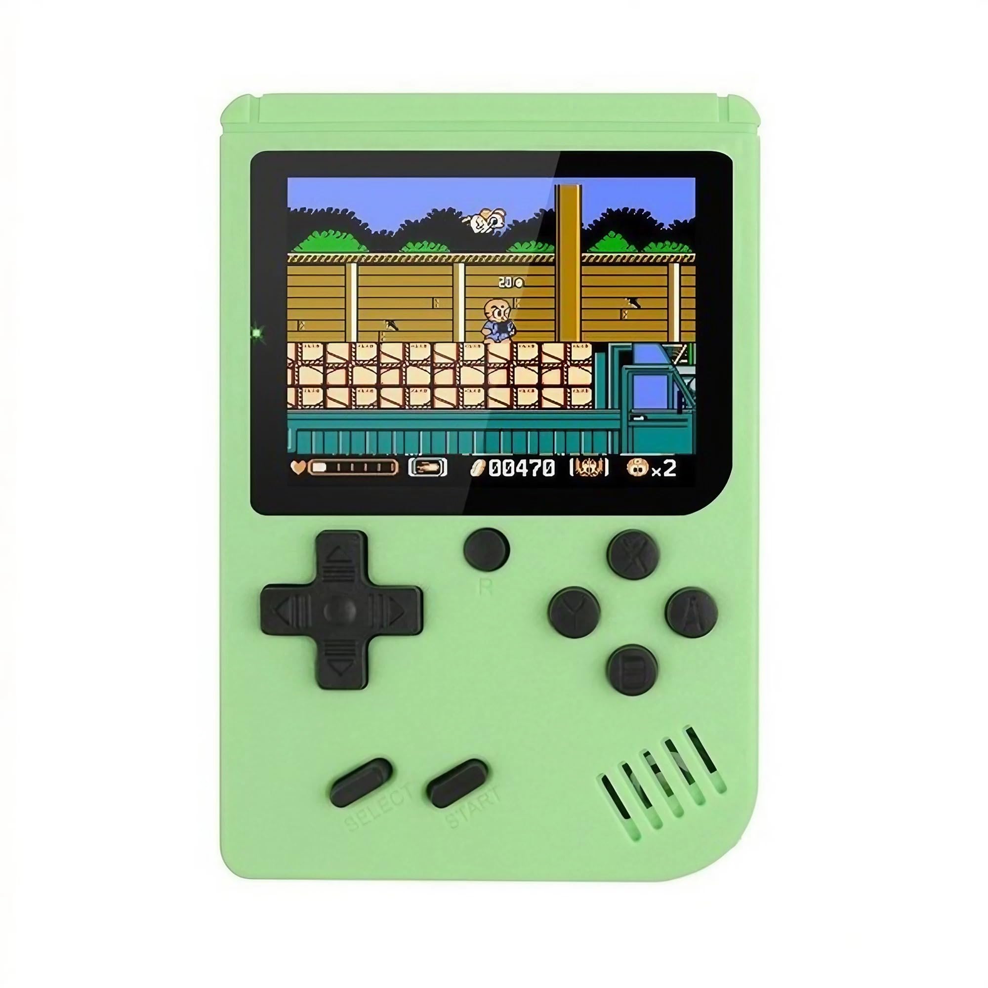 ZOMTOP Retro Portable Mini Handheld Video Game Console 8 Bit 3.0 Inch Color LCD Kids Color Game Player Built in 500 Games Support TV Connection(Green)