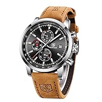 BENYAR Men's Watches Quartz Chronograph Fashion Luxury Leather Watch Strap Analog Date 30m Waterproof Luminous Casual Sports Brand Elegant Wrist Watches for Men