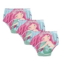 ALAZA Cute Mermaid Fish Seashell Pink Cotton Potty Training Underwear Pants for Toddler Girls Boys, 2t, 3t, 4t, 5t
