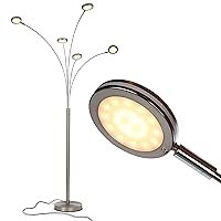 Brightech Orion Arc Floor Lamp for Living Room, Tree Floor Lamp with 5 Adjustable Arms, Multi-Head Standing Lamp with Flexible Rotating LED Lights for Bedroom, Dorm - Bright Hanging Lighting - Silver