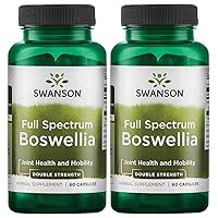 Swanson Double Strength Boswellia-Herbal Supplement Promoting Joint Support-Ayurvedic Herb for Joint Flexibility & Mobility Support-Made w/Boswellia Serrata Resin-(60 Capsules, 800mg Each) 2 Pack