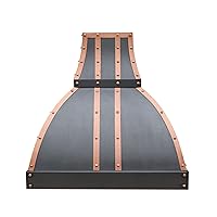 Wall Mount Custom Copper Range Hood Made from 99.9% Pure Virgin Copper with High CFM Vent, Beehive-Oil Rubbed Bronze, 48