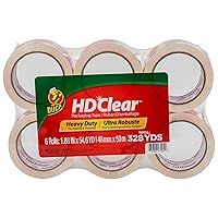 HD Clear Packing Tape - 6 Rolls, 328 Yards Heavy Duty Packaging for Shipping, Mailing, Moving & Storage Clear, Strong Refills Boxes 1.88 In. x 54.6 Yd. (441962)