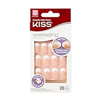KISS Everlasting, Press-On Nails, Nail glue included, Infinite', French, Medium Size, Squoval Shape, Includes 28 Nails, 2g Glue, 1 Manicure Stick, 1 Mini file