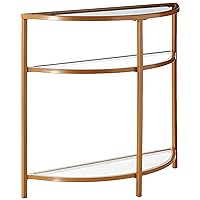 HomePop Home Decor | Kaufmann Collection Modern Glass Half Moon Accent Table | Accent Table for Display & Storage for Entry Way & Living Room (Gold)