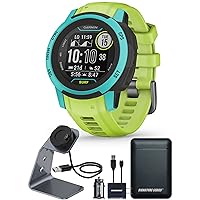 Garmin Instinct 2S Surf Edition, Smaller-Sized Waterproof Rugged Outdoor GPS Smartwatch, Waikiki | Heart Rate Monitor, Built-in Sports Apps, Up to 21 Day Battery Life with Signature Power Bundle