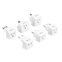 Amazon Basics World Travel Plug Adapter Set (Type C, G, L, E/F, I, H), 6 Pack, White