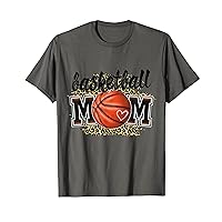 Basketball Mom Leopard Mother Mommy Mama Tee For Mother Day T-Shirt