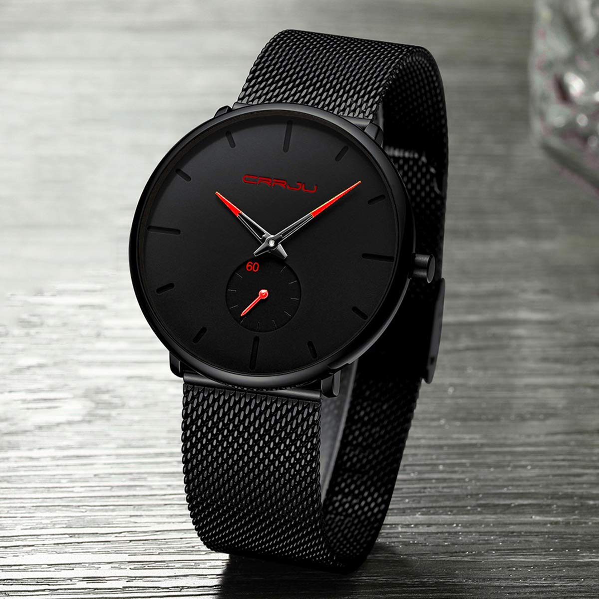 FIZILI Mens Watches Ultra-Thin Minimalist Waterproof - Fashion Wrist Watch for Men Unisex Dress with Stainless Steel Mesh Band