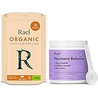 Rael Bundle - Organic Cotton Cover Panty Liners (Long, 36 Count) & Hormone Balance Supplement for Women, Fertility & Ovarian Support (30 Day Supply)