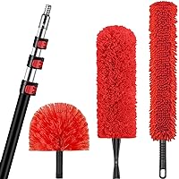 30 Foot High Reach Dusting Kit with 6-24 Foot Extension Pole // High Ceiling Duster with Telescopic Pole // Cobweb Duster // Microfiber Duster // Outdoor & Indoor Extendable Duster Cleaning Kit
